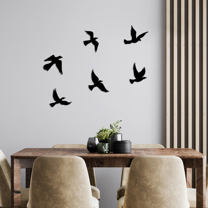 Wallity Flying Birds Escultura de Pared de Metal Negro